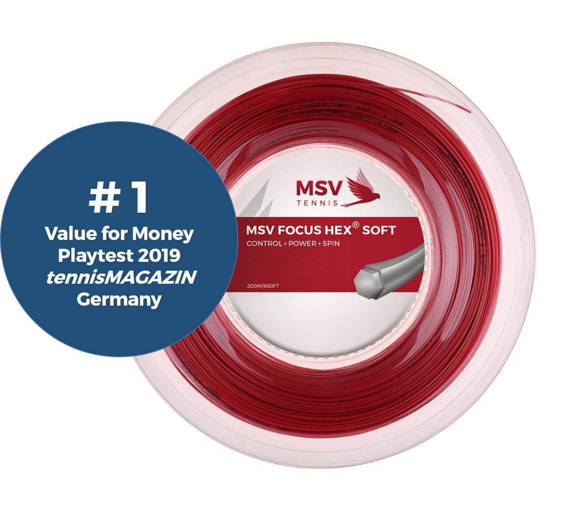 MSV Focus HEX® Soft Tennis String 200m 1,25mm red